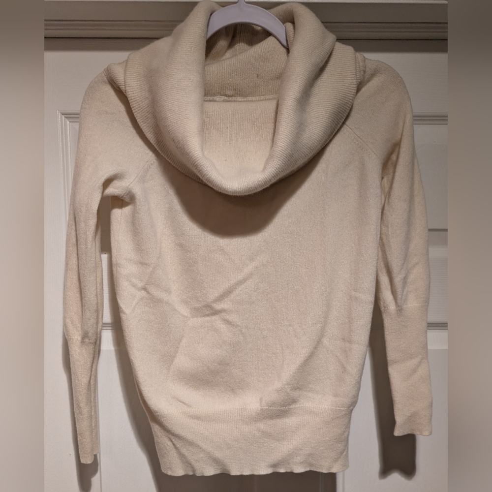 Lord & Taylor Cashmere Women's Cream Colored Cowl Neck Sweater Size Petite PXS